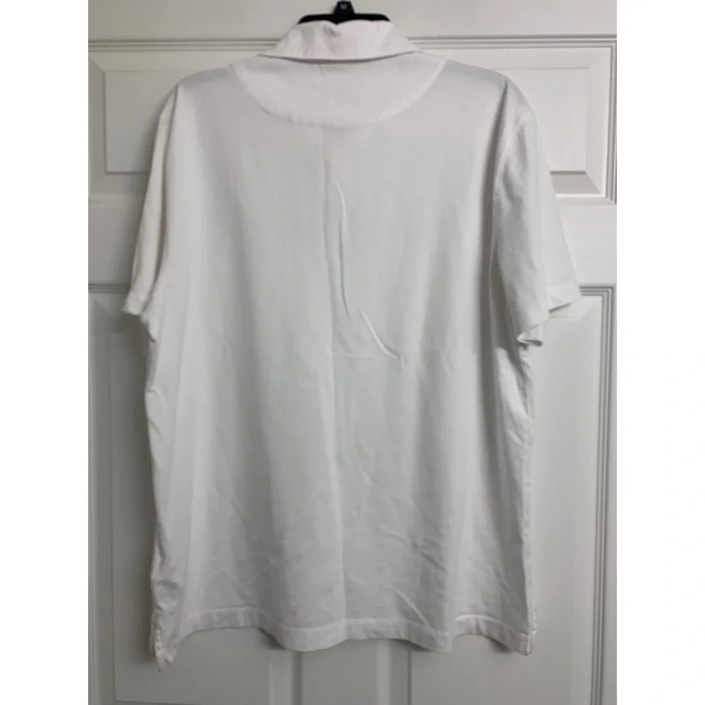 Banana Republic White Henley 100% Supima Cotton Short Sleeve Pocket Polo Shirt L